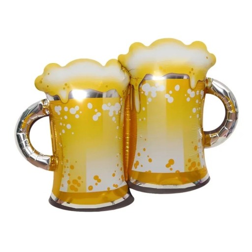 Globo de foil dos jarras de cerveza 85 × 54 cm globo decorativo dorado en forma de dos vasos de cerveza con espuma para celebrar cumpleaños y fiestas