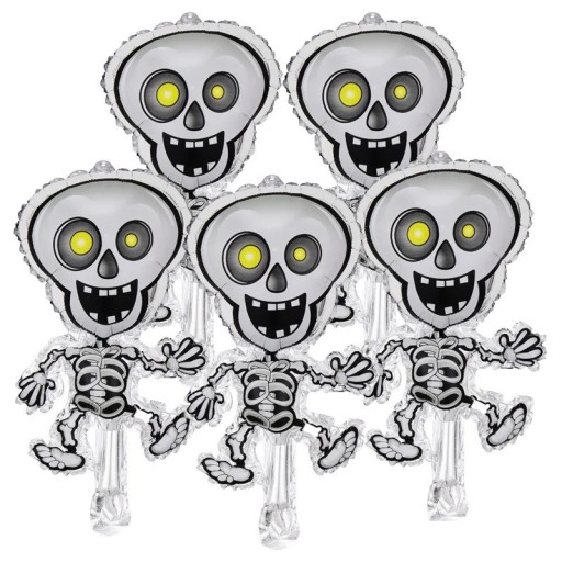 Globos de aluminio de Halloween, lindo globo de esqueleto, decoraciones inflables para fiesta de Halloween, globo de feliz Halloween para niños, 40 x 23 cm, 5 piezas