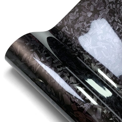 Glossy Black Car Wrap 30x150 cm with Forged Carbon Effect Self-Adhesive PVC Film for Car and Motorcycle