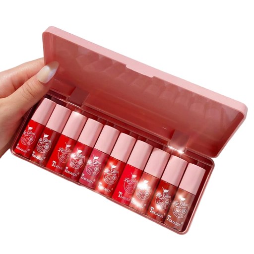 Glossy læbestiftsæt Glitter Vandfaste læbestifter Langtidsholdbar lipgloss 10 stk.