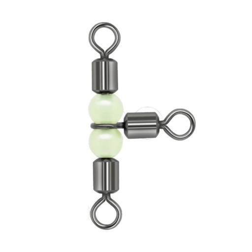 Glow-in-the-Dark Three-Way Swivel 25 mm 28 kg 30 pcs Sturdy T-Shaped Swivel Rotating Connector for Rigging Durable Swivel for Day and Night Fishing