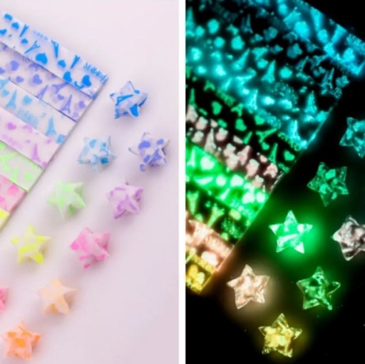 Glowing Paper Strips for Origami 210 pcs Folding Paper with Eiffel Tower Pattern Coloured Light Paper for DIY Decorations