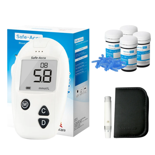 Glucomètre pour mesurer le sucre dans le sang 1,1–33,3 mmol/l Sondes de prélèvement 100 bandelettes 100 lancettes Test à domicile précis Niveau