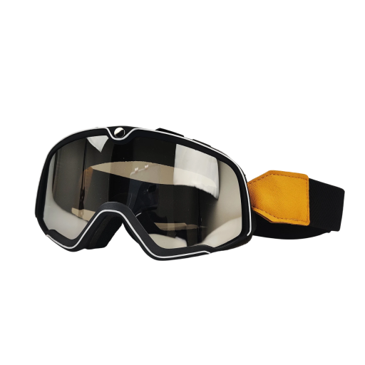 Gogle motocyklowe ze srebrnymi soczewkami PC 20 x 9 cm Ochrona UV Okulary ochronne motocyklowe Styl vintage Okulary wiatroszczelne i pyłoszczelne