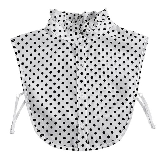 Gola falsa plissada para mulheres com bolinhas Gola removível elegante Gola decorativa para suéter, blusa ou vestido