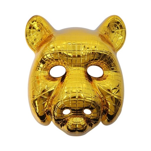 Gold Animal Mask Bear Plastic Face Cover with Adjustable Straps Halloween Costume Cosplay Carnival Fancy Dress Party