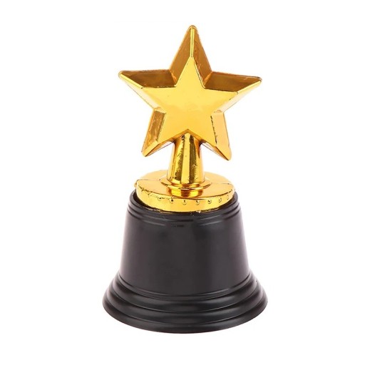 Goldene Trophäe Stern 11,5 cm mit Schwarzem Sockel 6,5 cm Kunststoff für Wettbewerbe Kinderturniere Camps Geschenke Partys und Sportauszeichnungen