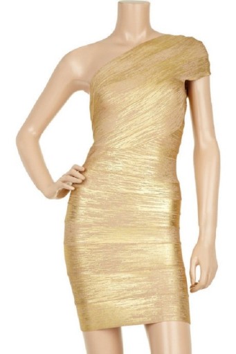 Goldenes One-Shoulder-Kleid