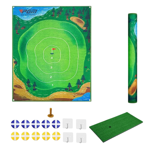 Golfová podložka na vnitřní minigolf 1 x 1,25 m S úderovou rohoží 60 x 30 cm a gumovým tee Zelená Pro nácvik patování doma i na zahradě