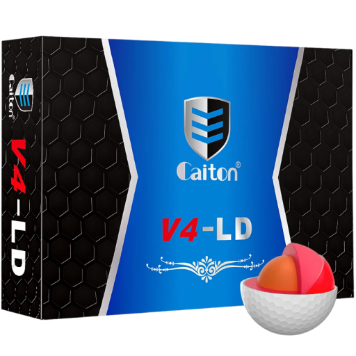 Golfové míčky Caiton V4-LD štvorkomponentné 4 x 4 cm biele balenie 12 ks pre turnajovú hru a tréningové kolo na golfovom ihrisku aj drivingu