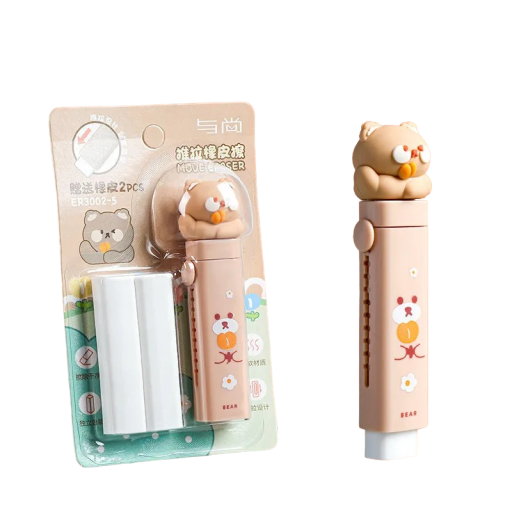 Goma de borrar retráctil con forma de simpáticos personajes Goma de borrar infantil para lápices con mecanismo retráctil para niñas y niños Goma de borrar extraíble para niños Goma de borrar con temática de animales 10,5 x 2 cm