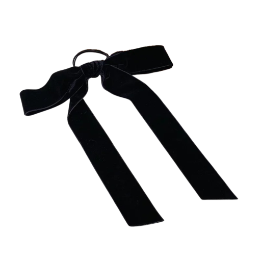 Gomma per capelli con fiocco nera Accessorio per capelli elegante Scrunchie stilosa con fiocchetto Gomma in tessuto delicato Comoda da indossare per donne e ragazze