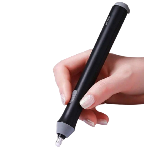 Gomme électrique rétractable dans un crayon fonctionnant avec 2 piles AAA avec des embouts de rechange Gomme électrique réglable Crayon avec gomme fine et épaisse Gomme à effacer de différentes épaisseurs en forme de crayon 16,6 x 1,5 cm