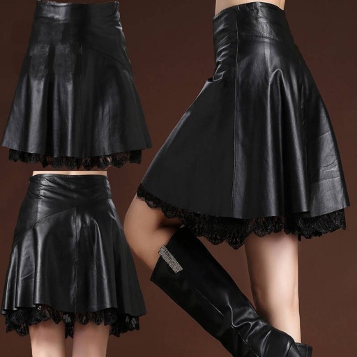 Gonna in pelle da donna con pizzo