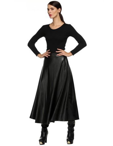 Gonna lunga in pelle da donna