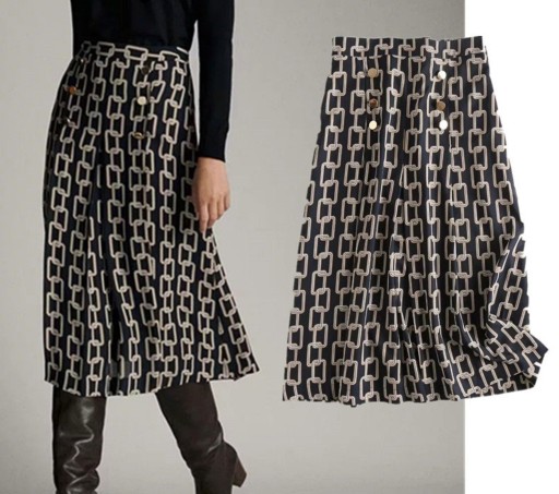 Gonna midi da donna con motivo a catena