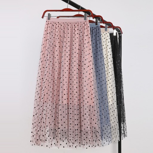 Gonna midi in tulle da donna con pois