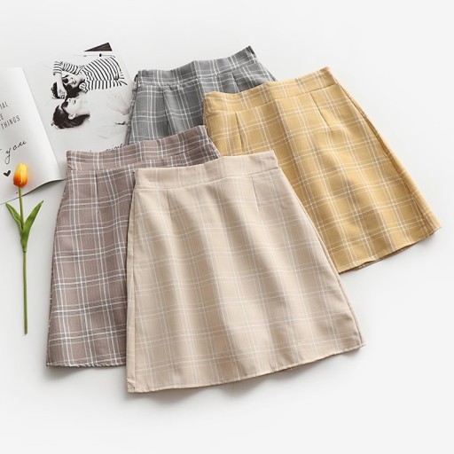 Gonna mini a quadretti da donna A981