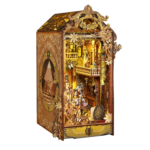 Gør-det-selv 3D dukkehus 15,5 x 18 x 27,5 cm træbyggesæt med LED-lys og møbelminiaturemodel håndmonteret dekoration