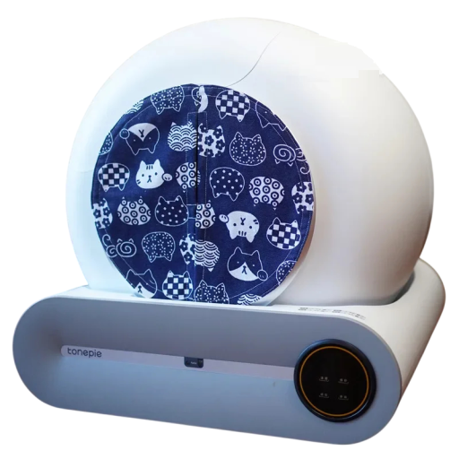 Gordijn voor kattenbak met kattenmotief en patronen 25 cm ingangskleed blauw voor automatische kattenbak voor thuisgebruik