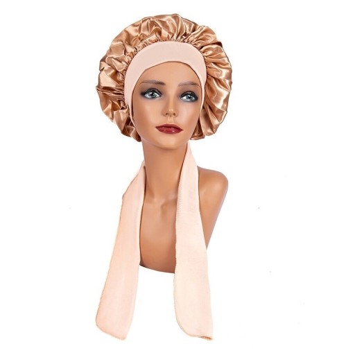 Gorro de dormir de satén para mujer con correa