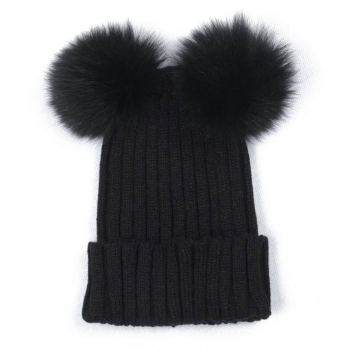Gorro de Inverno Feminino com Pompons