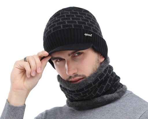 Gorro de Inverno Masculino + Cachecol