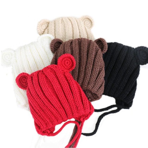 Gorro de Inverno Tricotado para Crianças com Orelhas J866