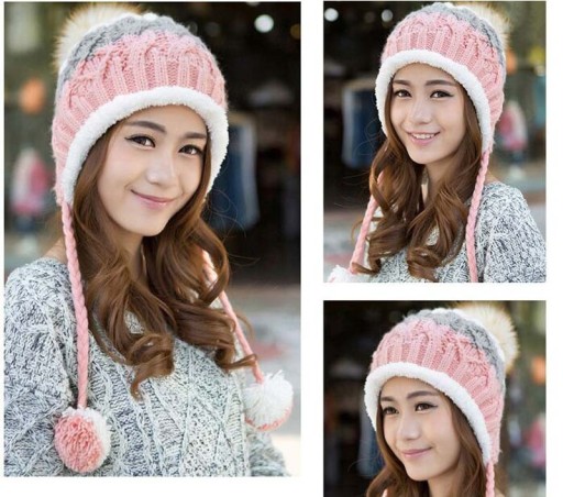 Gorro de invierno para mujer fabricado en algodón en varios colores.