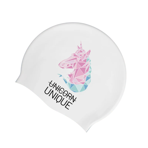 Gorro de natación COPOZZ Impermeable para cabello y oídos secos 19,7 x 24,5 cm Silicona Blanca con motivo de unicornio Para natación y deportes acuáticos
