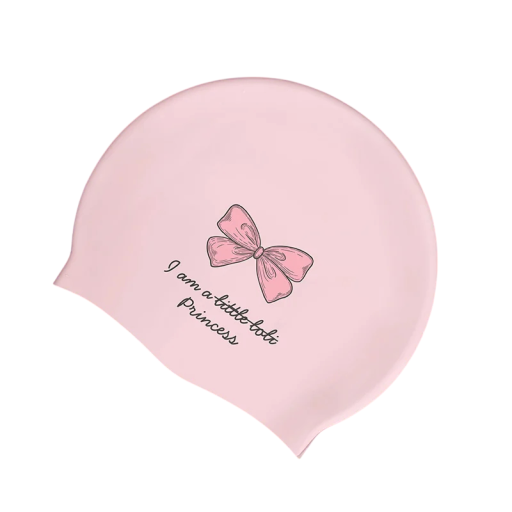 Gorro de natación COPOZZ Impermeable para cabello y oídos secos 19,7 x 24,5 cm Silicona Rosa con motivo de lazo Para natación y deportes acuáticos