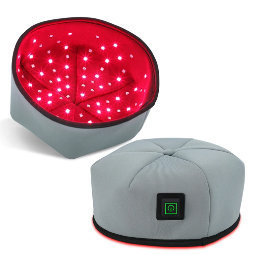 Gorro de terapia capilar con luz roja, 60 LED rojos de 660 nm y 60 LED infrarrojos de 830 nm, alimentación por USB, circunferencia de 25 cm
