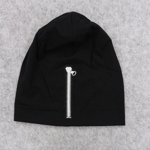 Gorro delgado para mujer con un zipper decorativo en contraste en la parte delantera Material suave y delicado de poliéster y algodón