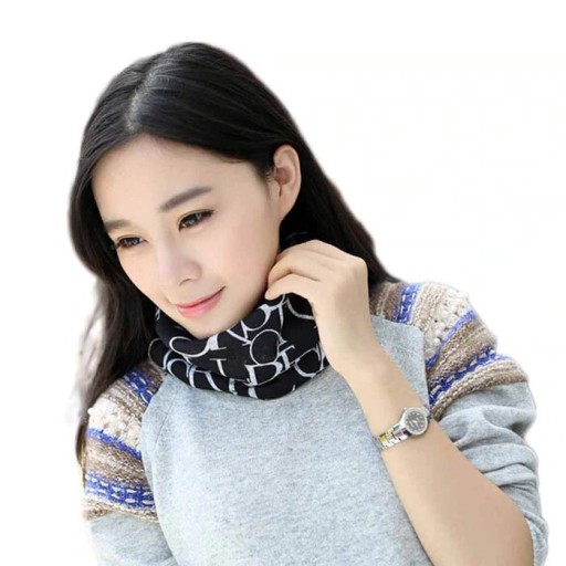 Gorro e cachecol feminino com estampado 2 em 1 J2319