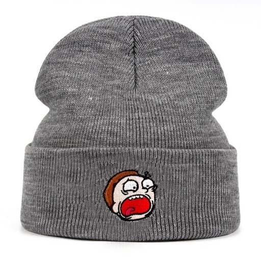 Gorro gris de invierno con estampado
