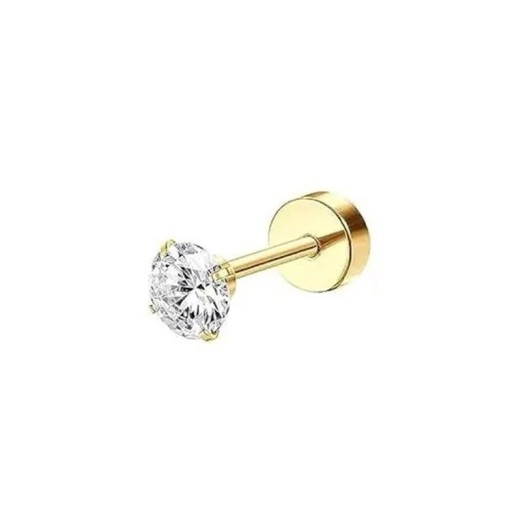 Gouden piercing diamant 4 mm 6 x 5 x 0,8 mm Chirurgische staal Elegante opvallende piercing met grotere steen voor dagelijks gebruik