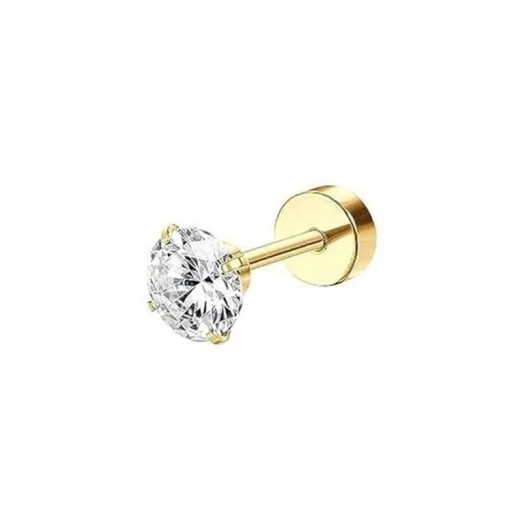 Gouden piercing diamant 5 mm 6 x 5 x 0,8 mm Chirurgische staal Elegante opvallende piercing met grote steen