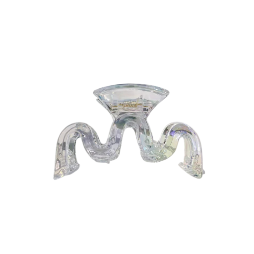 Grampo de cabelo holográfico transparente para mulheres Design luxuoso em arco Grande fivela para cabelo Acessório de moda resistente