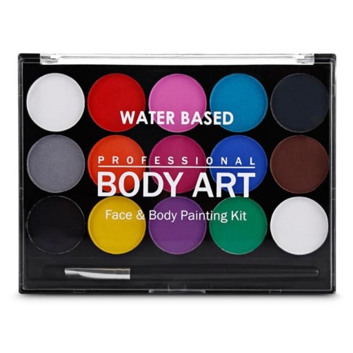 Gran paleta de 15 colores para rostro y cuerpo.