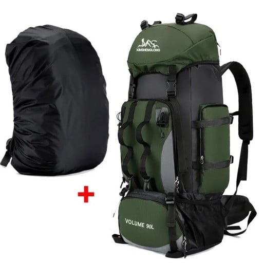 Grand sac à dos de randonnée 90 l avec imperméable Sangles de compression 85 x 35 x 20 cm Poche latérale et ceinture abdominale Pour le trekking et les expéditions