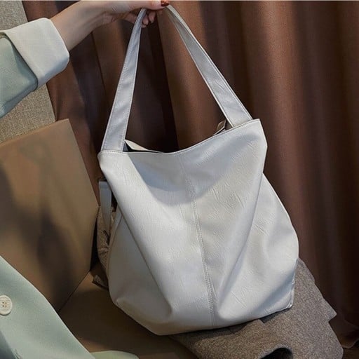 Grand sac à main pour femmes Sac shopper spacieux Forme souple avec coutures verticales Anses de 25 cm en cuir PU Dimensions 41 x 41 x 14