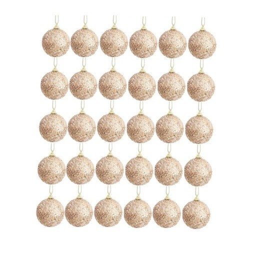 Grande set di 30 palline di Natale brillanti da 6 cm color oro champagne decorazioni appese per l'albero di Natale e feste di Capodanno