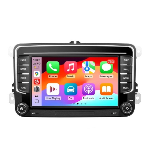 GRANDnavi Android 13 Autoradio GPS 2Din 8GB RAM 128GB ROM WiFi 4G CarPlay Android Auto mit 12LED Kamera für VW Škoda Octavia Golf Passat