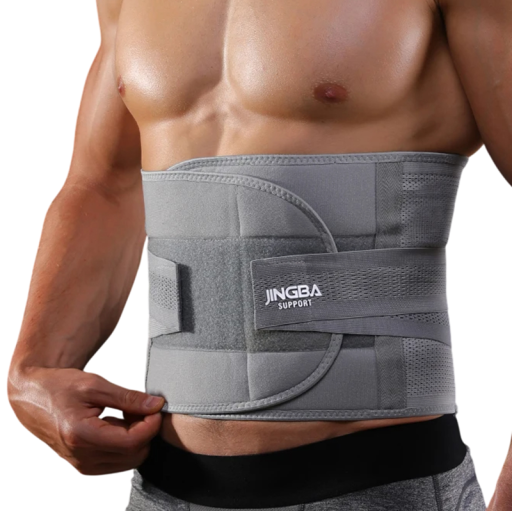 Grauer Rückenstützgürtel, Fitness-Bauchtrainer, leichter und atmungsaktiver Rückengürtel, Unterstützung der Lendenwirbelsäule, für Training und Alltag
