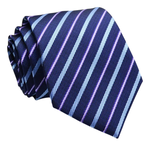 Gravata azul com riscas claras 146 x 8 cm Gravata masculina elegante Gravata clássica para fato Estilo formal e casual Acessório de moda para homens