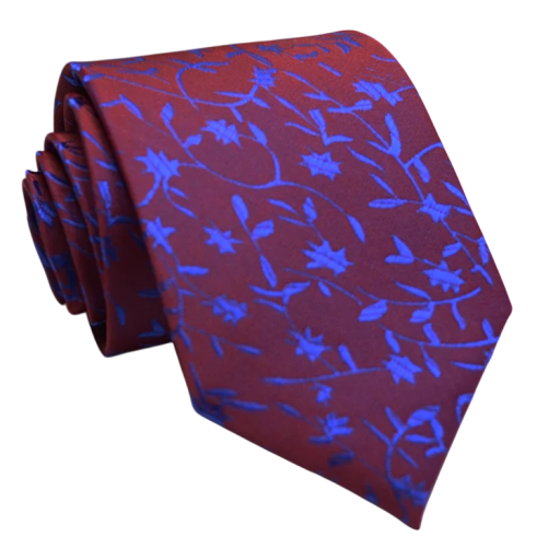 Gravata masculina azul e vermelha com flores 146 x 8 cm Gravata formal elegante para casamentos, bailes e reuniões de trabalho Acessório masculino