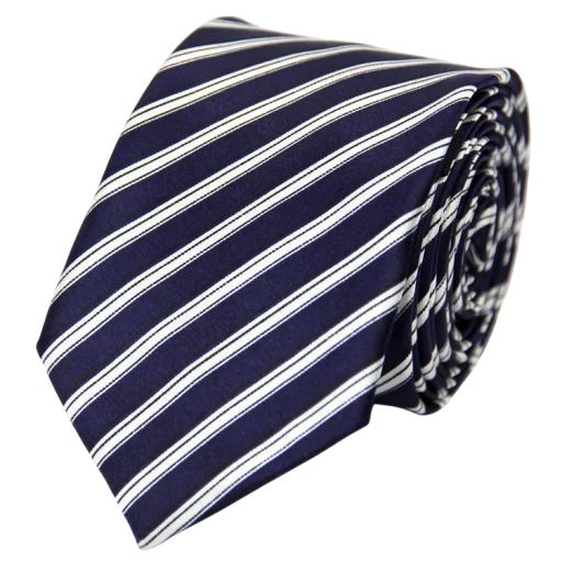 Gravata unisex azul fina riscada 145 x 5 cm Gravata estreita elegante Gravata formal estilosa Acessório de moda para homens e mulheres em eventos de trabalho e sociais