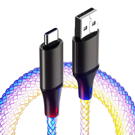 Γρήγορος καλωδίος δεδομένων USB A σε USB C 1 μ PD 66W φωτεινός καλωδίος 6A καλωδίος φόρτισης με ένδειξη ρεύματος γρήγορη φόρτιση και μεταφορά