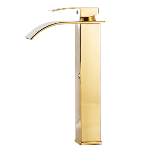 Grifo de lavabo de acero inoxidable de cascada 30 x 16,5 cm Grifo bajo para agua caliente y fría Grifo de baño elegante con control de palanca