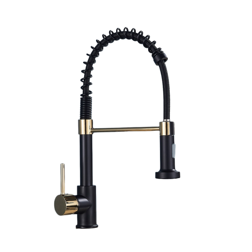 Grifo de lavabo negro y dorado